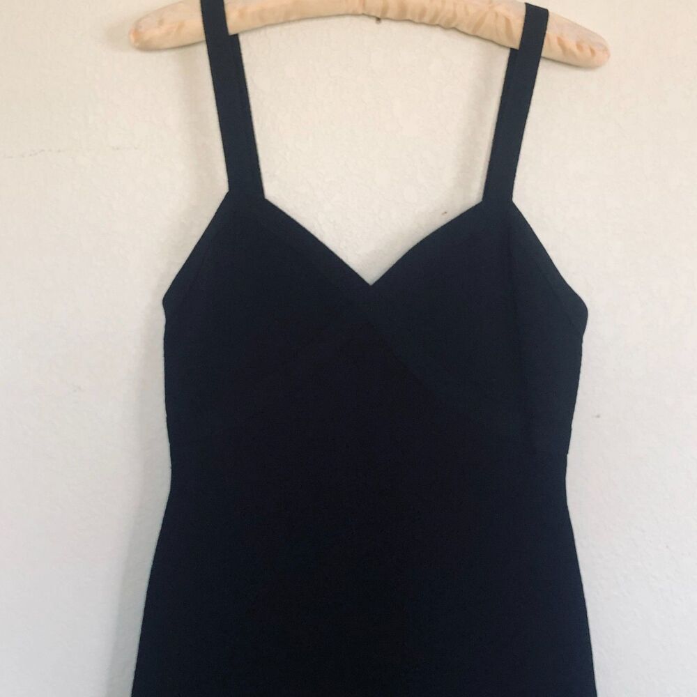 Aritzia Babaton Sculpt Knit Lariat Sweetheart Midi Black Dress Size L NWT $128